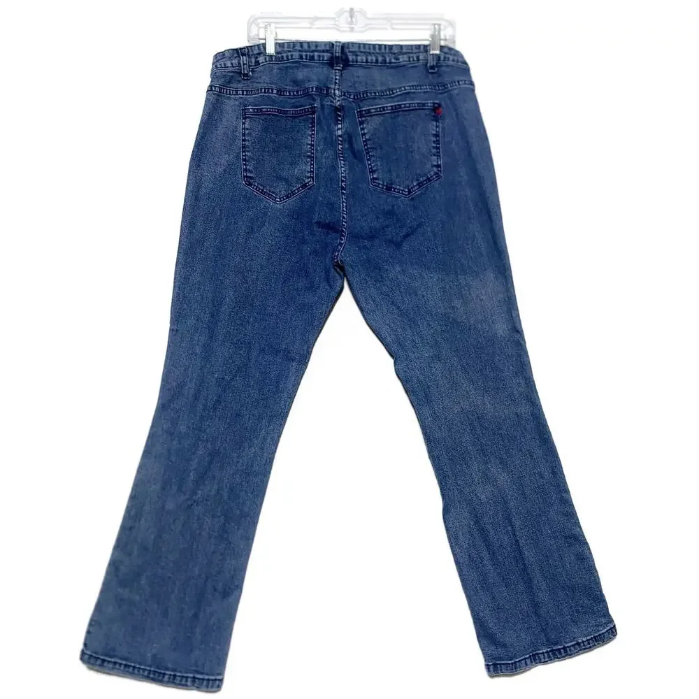 Denim 24/7 Women's Embroidered Blue Stretch Jeans Size 18W Cotton Spandex